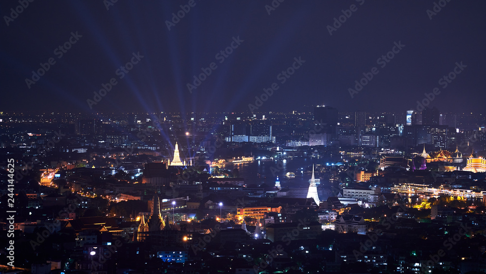 landscape of aerial view of thailand with grand palace and royal temple