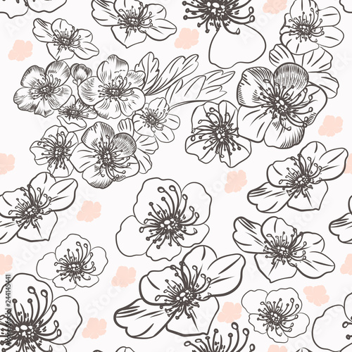 Fashion vector pattern with flowers in vintage style