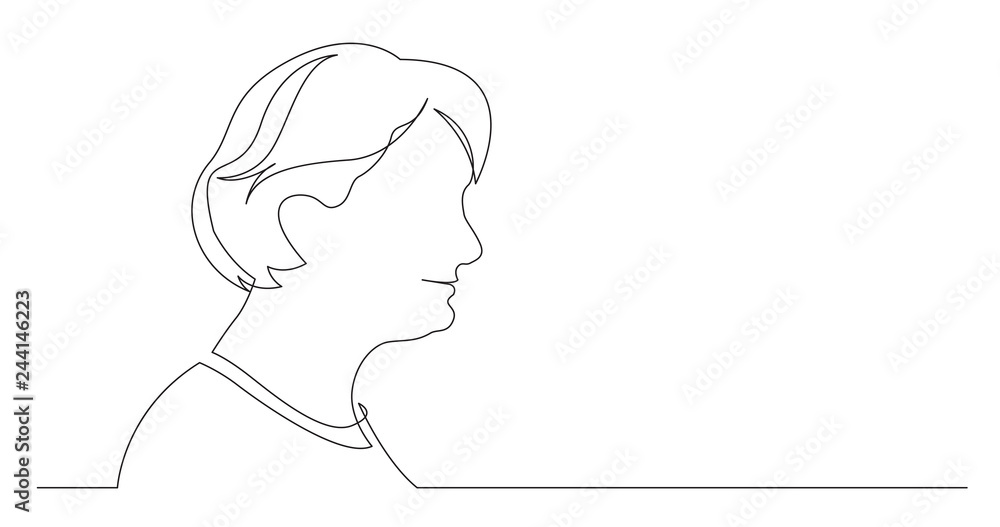 profile portrait of senior woman - continuous line drawing on white background profile portrait of senior woman - continuous line drawing on white background