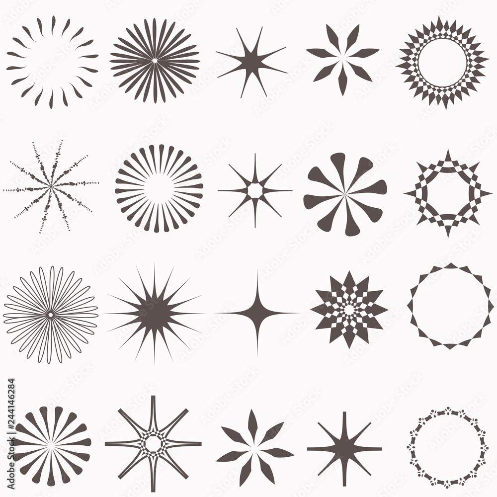 Vector set of sunburst in retro style Vector set of sunburst in retro style