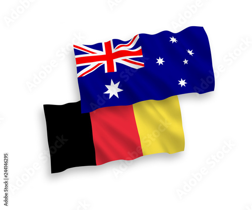 Flags of Belgium and Australia on a white background