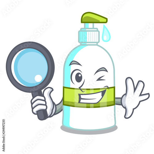 Detective liquid soap in a cartoon basket