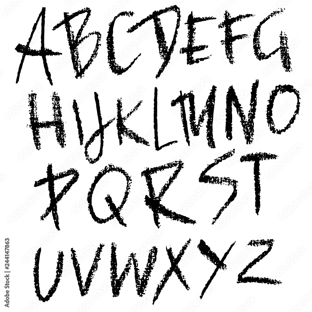 Chalk textured font. Grunge script on chalkboard. Vector calligraphy illustration. Chalk textured font. Grunge script on chalkboard. Vector calligraphy illustration.