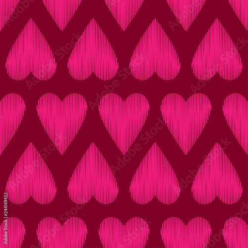 Seamless pattern with decorative hearts with a dashed texture. Valentine's day. Vector illustration. Can be used for wallpaper, textile, invitation card, web page background. photo