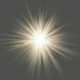 Warm glow star burst flare explosion transparent light effect. EPS 10