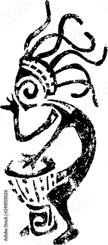 Painting of a darbuka playing kokopelli. God of love.