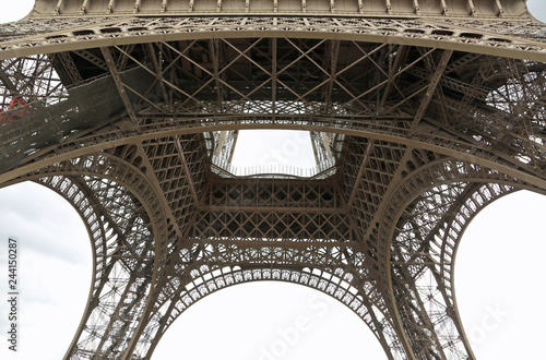 detail of the Eiffel Tower seen from below