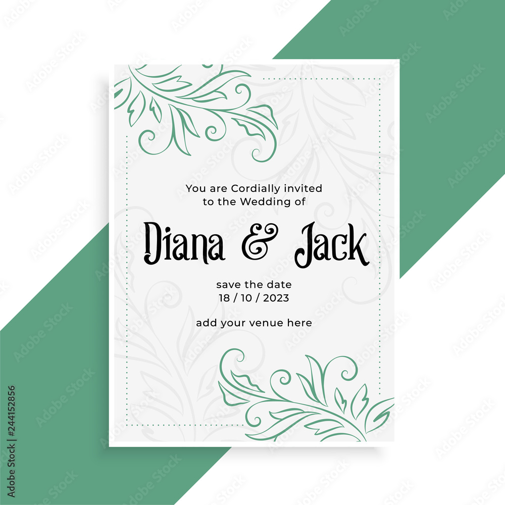 decorative wedding card design invitation template