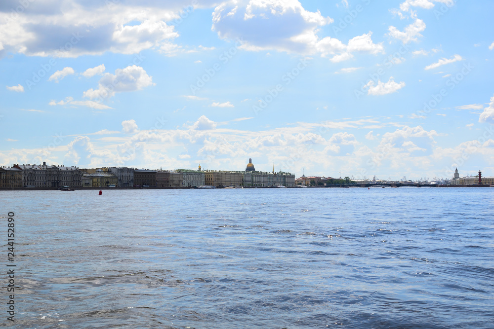 View of the Neva River, St. Petersburg. Bright summer day. View of the Neva River, St. Petersburg. Bright summer day.