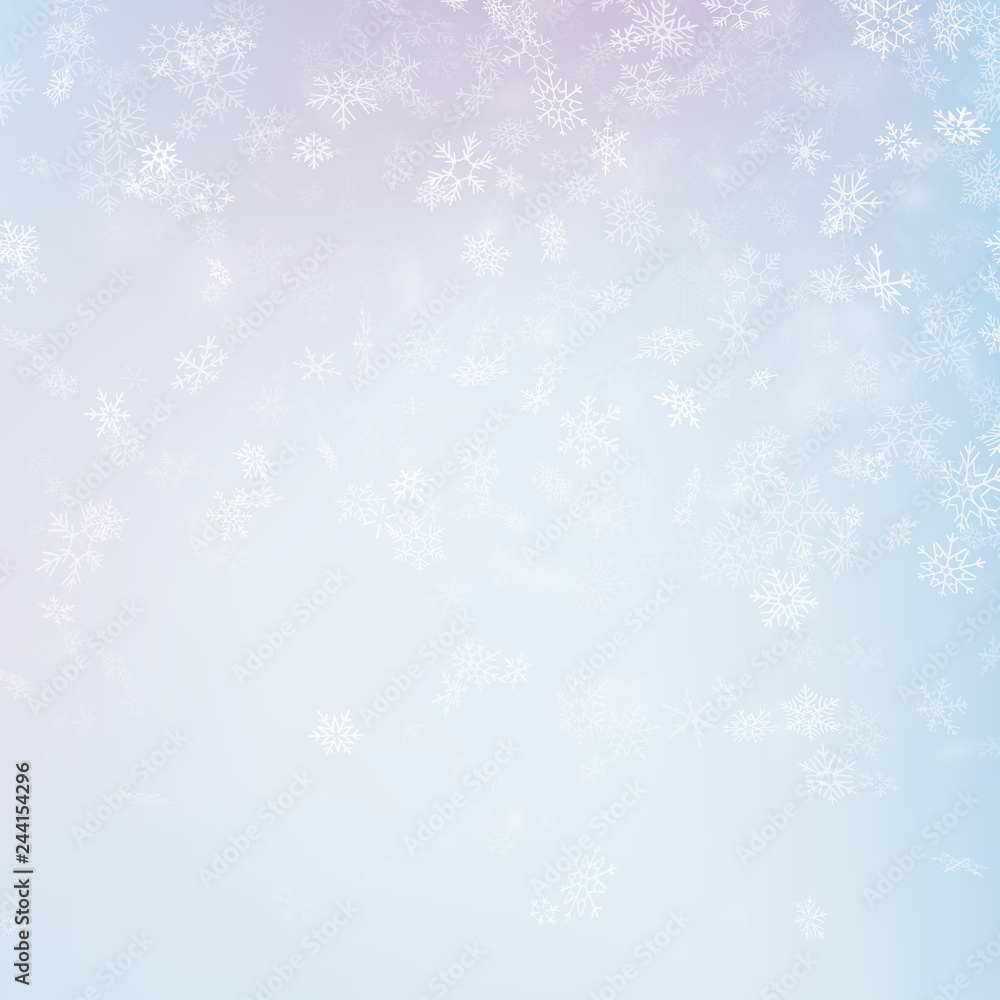 Abstract Christmas background with snowflakes. Elegant blue winter template. Eps 10