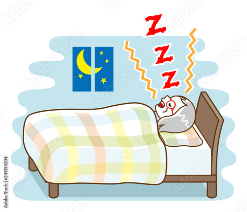 Senior woman snoring loudly - sleep problem, contour style