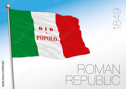 Roman Republic, historical flag, 1849, Ital