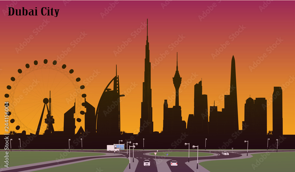 Naklejka premium City vector Dubai, United Arab Emirates