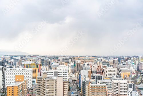 city skyline view in hakata port, Fukuoka Japan photo