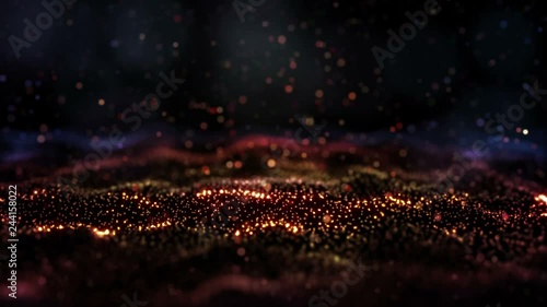 4K Abstract motion background animation shining particles magic dust light projection beams rays wave flow loop