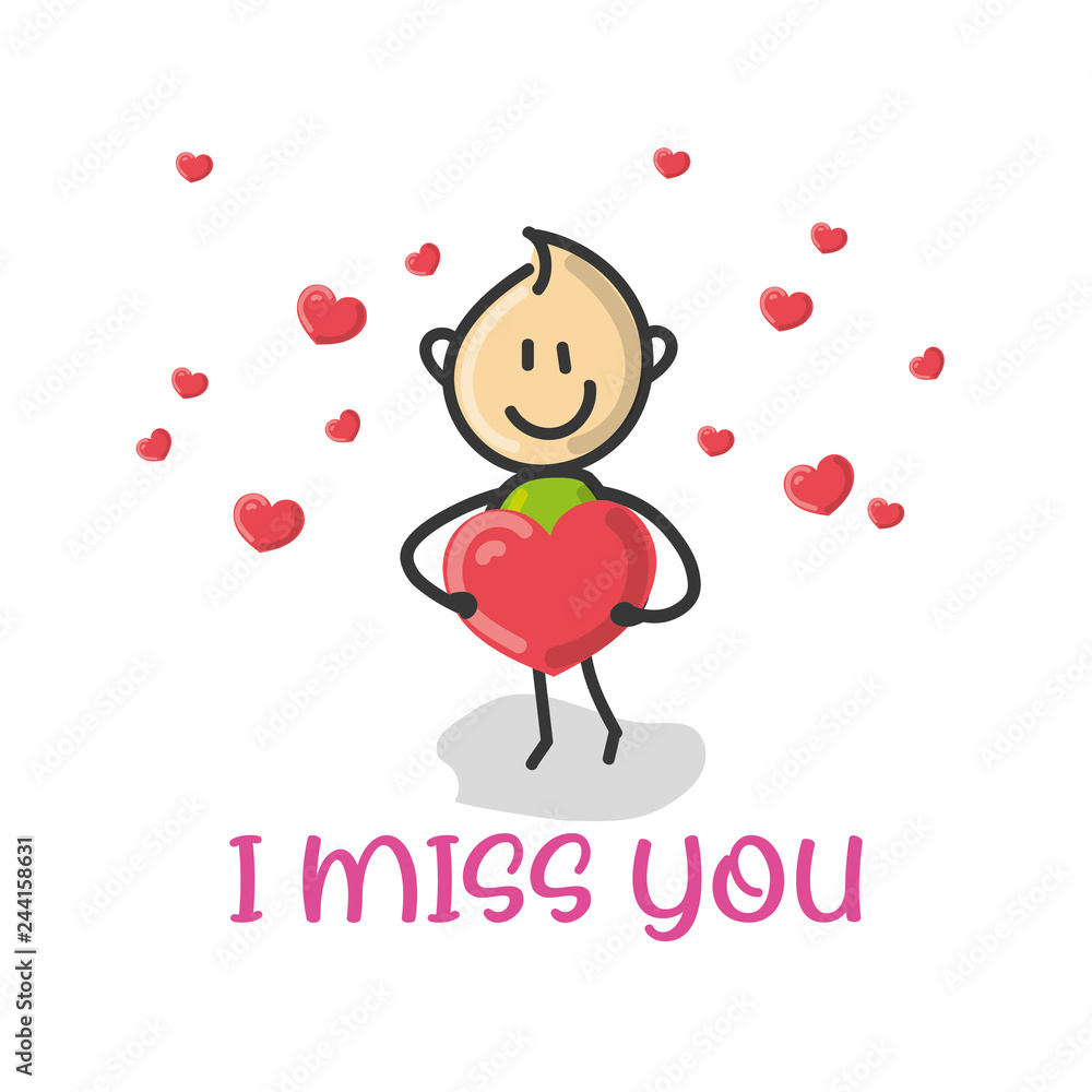 Doodle cartoon figure i miss you. Doodle cartoon figure i miss you.