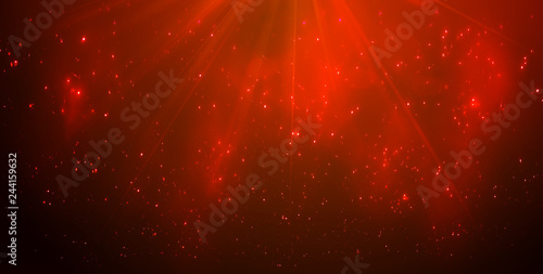 Magic Red Lights on Blue Background Bokeh effect.
