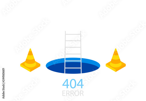 404 error page template for website. Modern vector illustration flat style