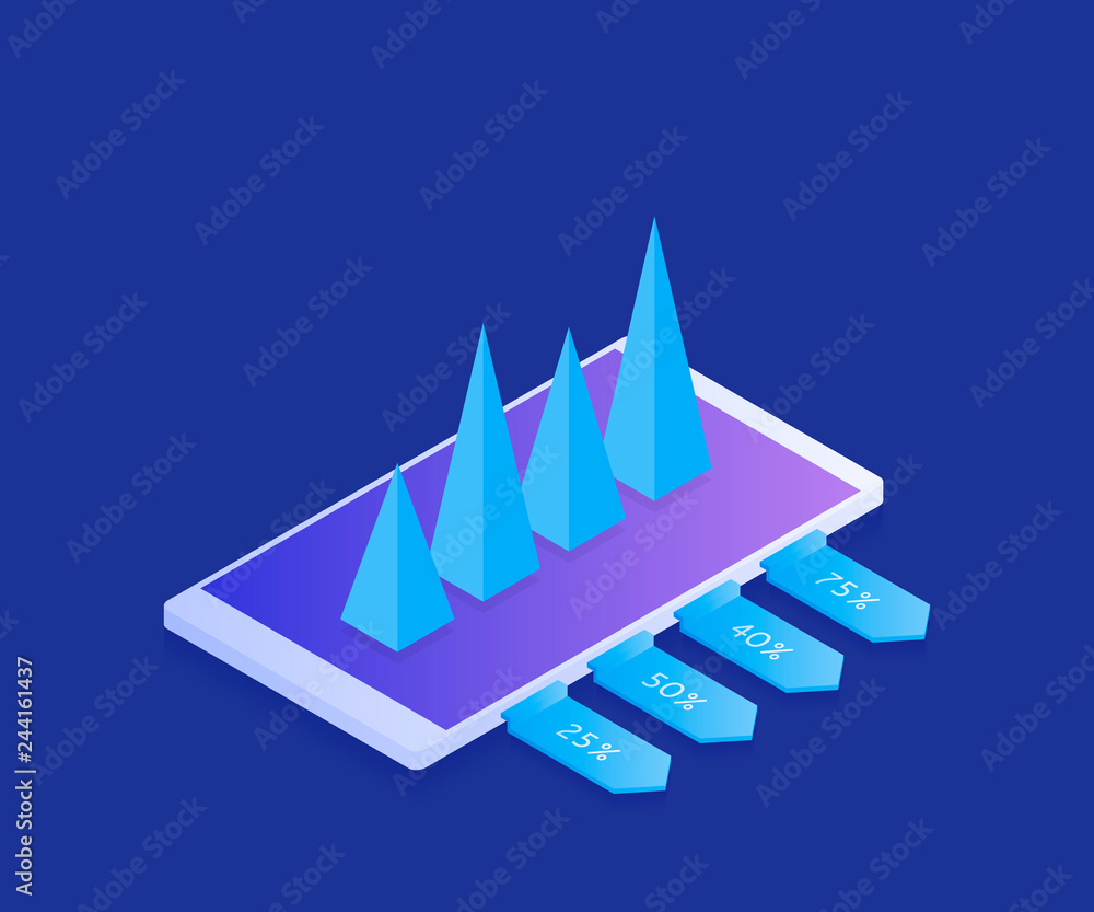 Concept business strategy and analytics. Success in the business. Modern 3d isometric flat design. Vector illustration Concept business strategy and analytics. Success in the business. Modern 3d isometric flat design. Vector illustration