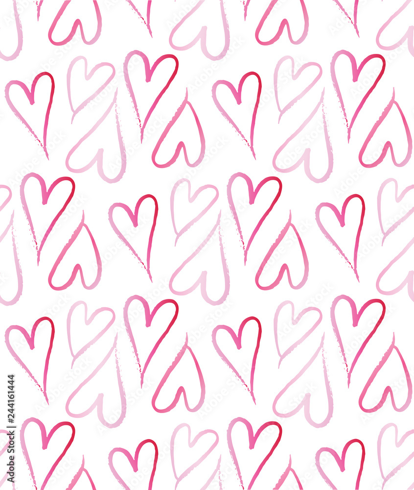 Hand drawn doodle love pattern background - valentines day, love you
