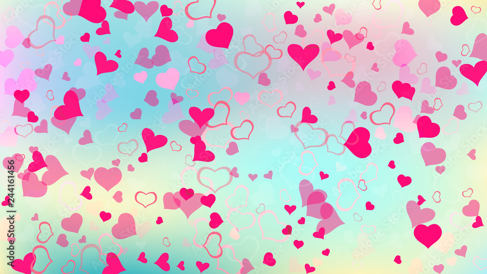 Red hearts of confetti are flying. Red on Gradient fond Vector. Stylish background. A sample of wallpaper design, textiles, packaging, printing, holiday invitation for birthday. Red hearts of confetti are flying. Red on Gradient fond Vector. Stylish background. A sample of wallpaper design, textiles, packaging, printing, holiday invitation for birthday.