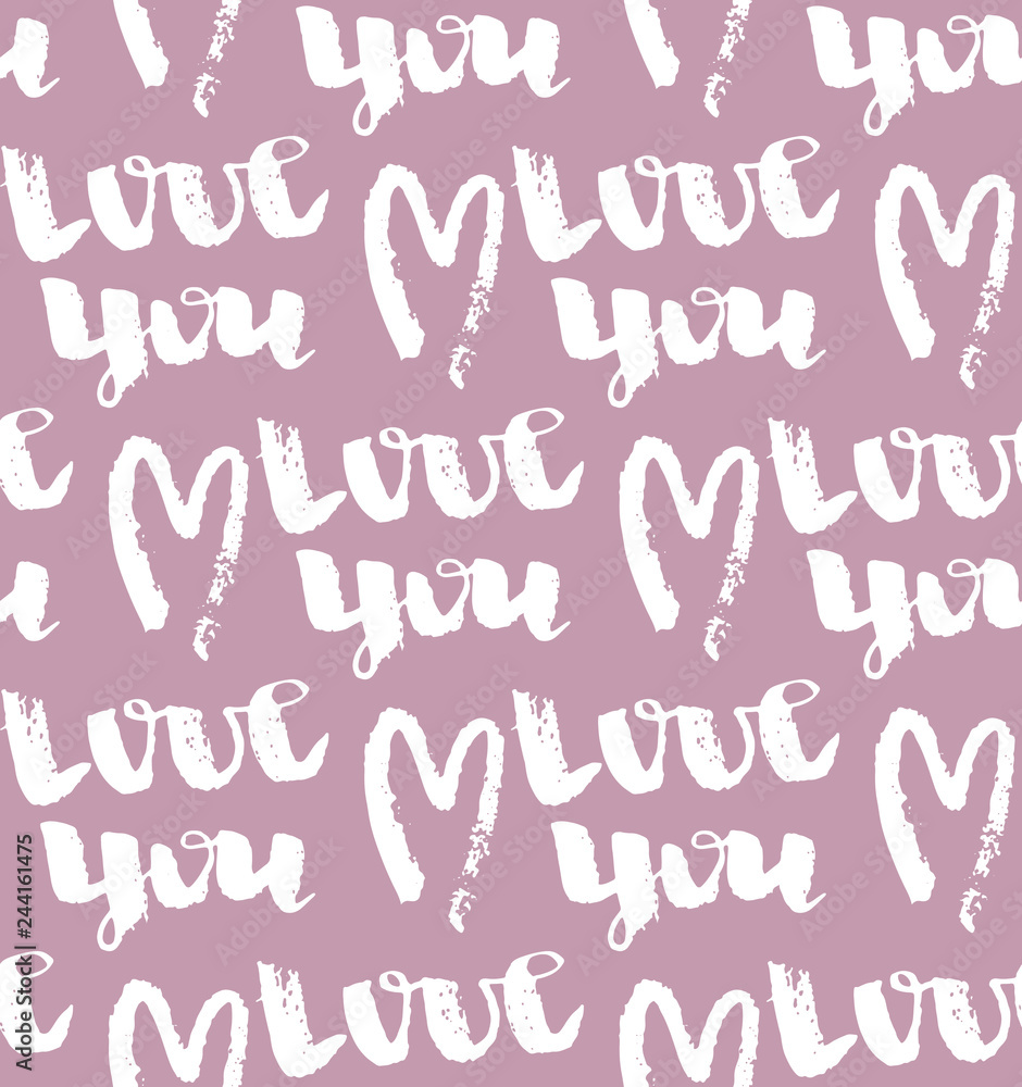 Fototapeta premium Hand drawn doodle love pattern background - valentines day, love you
