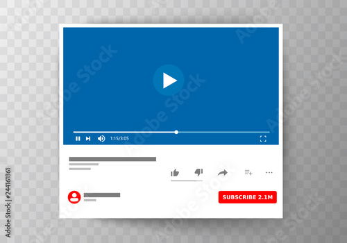 Multimedia player social media. Socisl media. Subscribe. Vector illustration. EPS 10