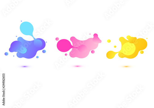 Abstract geometric shapes. Liquid gradient banners isolated on white. Fluid vector background. Gradient geometric banners with flowing liquid shapes. Dynamic Fluid design for logo, flyers or