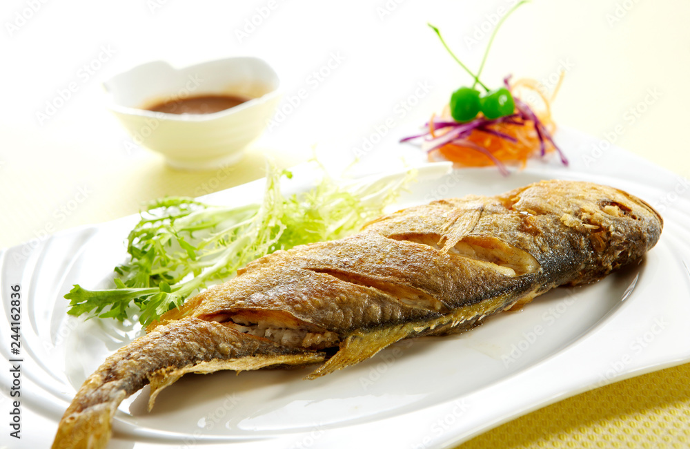 Delicious Chinese cuisine, fried yellow croaker Delicious Chinese cuisine, fried yellow croaker