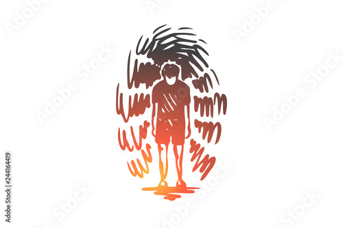Depression, person, sad, emotion, unhappy concept. Hand drawn isolated vector.