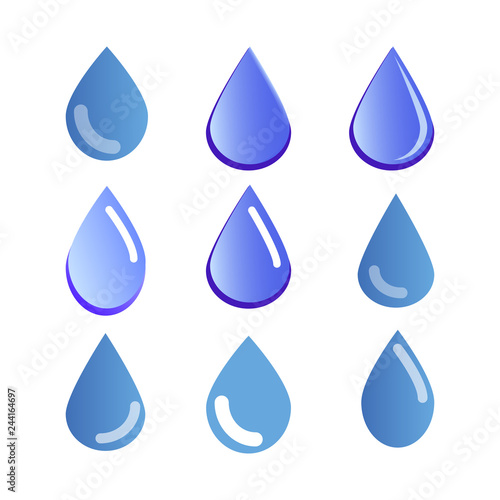 set of water drops. vector illustration on white background