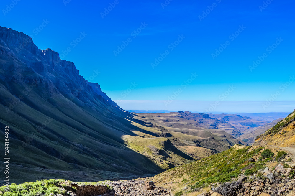 Greenery in Sani pass under blue sky near Lesotho South Africa b