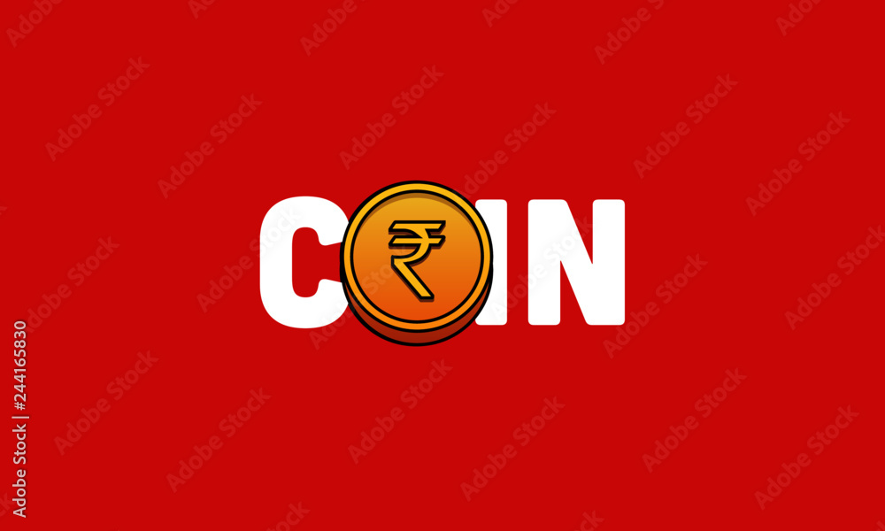 Rupee Gold Coin Typography Rupee Gold Coin Typography