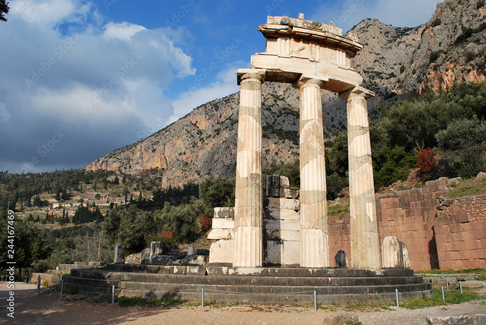 Ruins of the ancient Tholos of Delphi, Greece