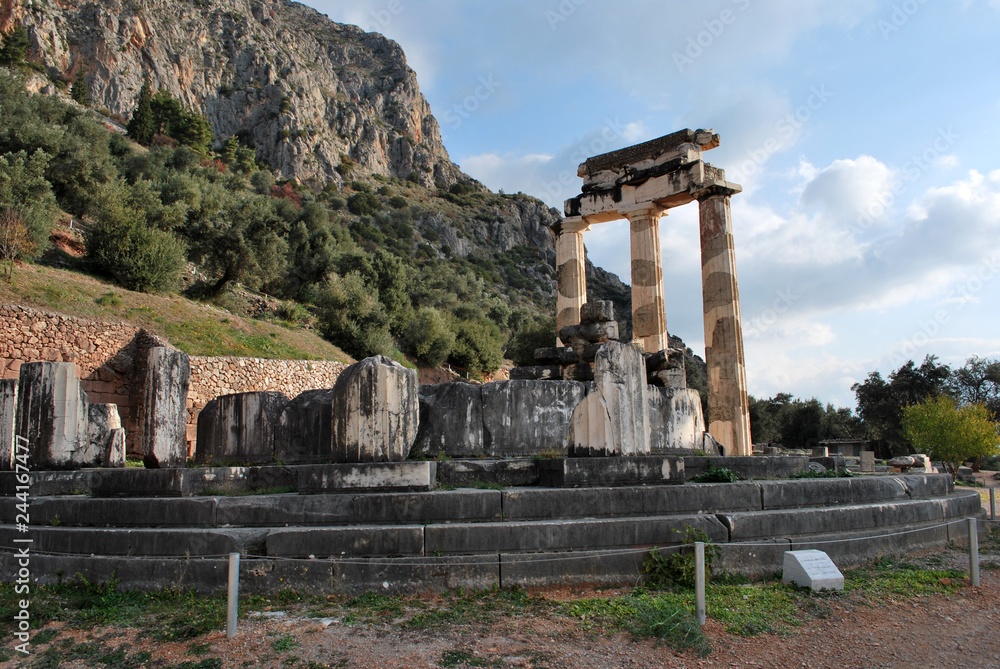 Ruins of the ancient Tholos of Delphi, Greece