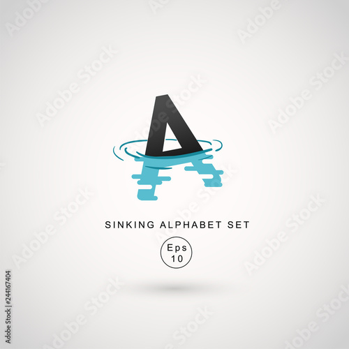 Typography design with water ripple effect isolated on white background : Vector Illustration