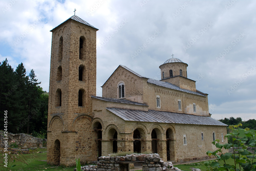 The ancient Sopoćani monastery in Serbia