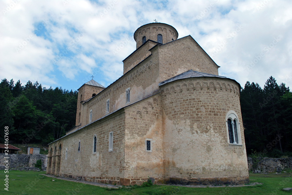 The ancient Sopoćani monastery in Serbia