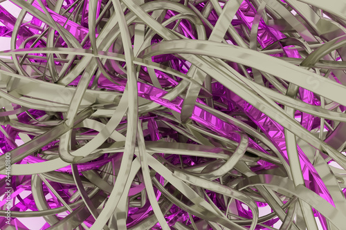 Bunch of messy string geometric. For graphic design or background, CGI composition. Colorful 3D rendering.