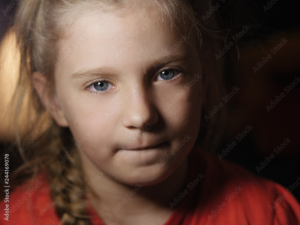Close-up portrait of adorable little girl. Selective focus with shallow depth of field. Close-up portrait of adorable little girl. Selective focus with shallow depth of field.