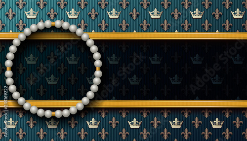 Royal background with round pearl necklace.