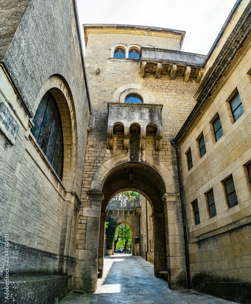 San marino gate in medieval castle wall