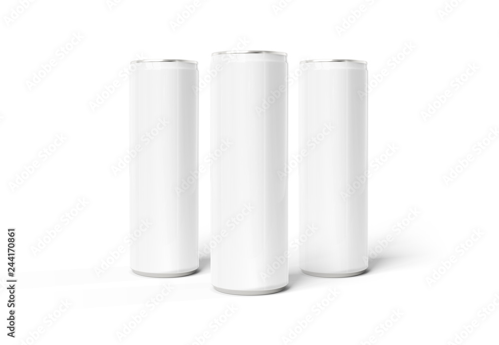 Blank slim soda can mockup on white background 3D rendering Blank slim soda can mockup on white background 3D rendering