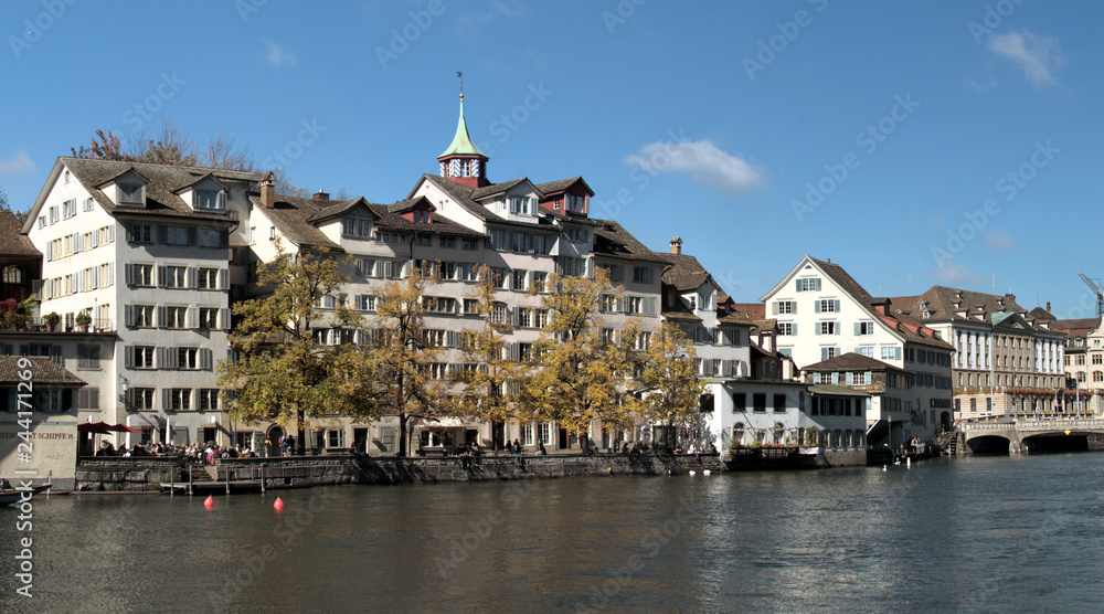 Riverside buildings on the Limmat in Zürich, Switzerland