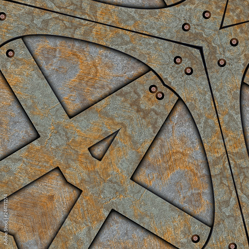 3d effekt - abstrakt metall platte fraktal muster
