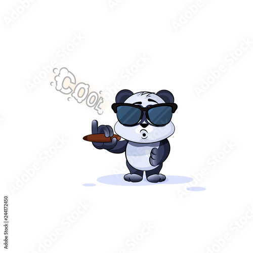 panda bear in sunglasses smoking cigar