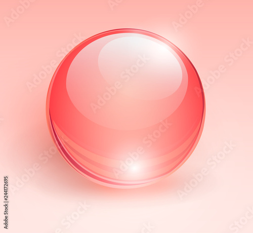 Glass coral ball, 3D shiny ...