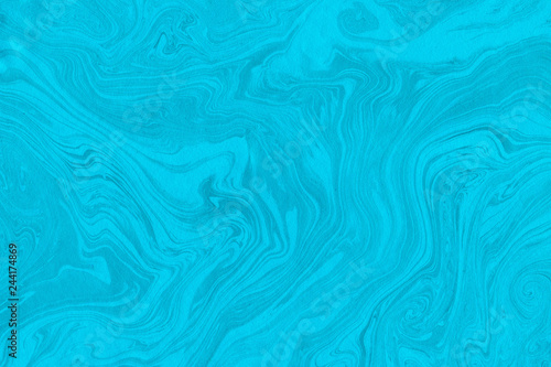 Suminagashi marble texture hand painted with cyan 