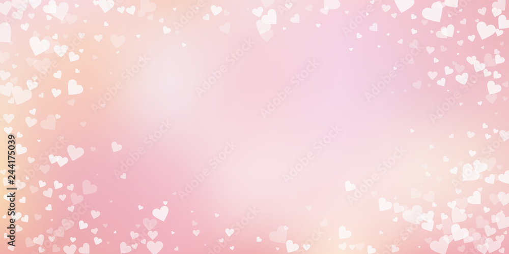White heart love confettis. Valentine's day vignet White heart love confettis. Valentine's day vignet