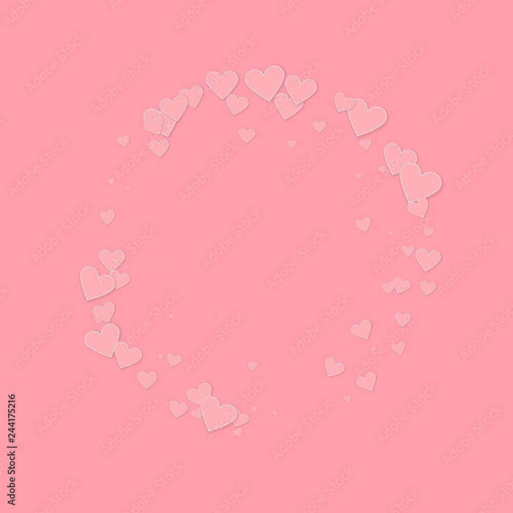 Pink heart love confettis. Valentine's day frame c Pink heart love confettis. Valentine's day frame c